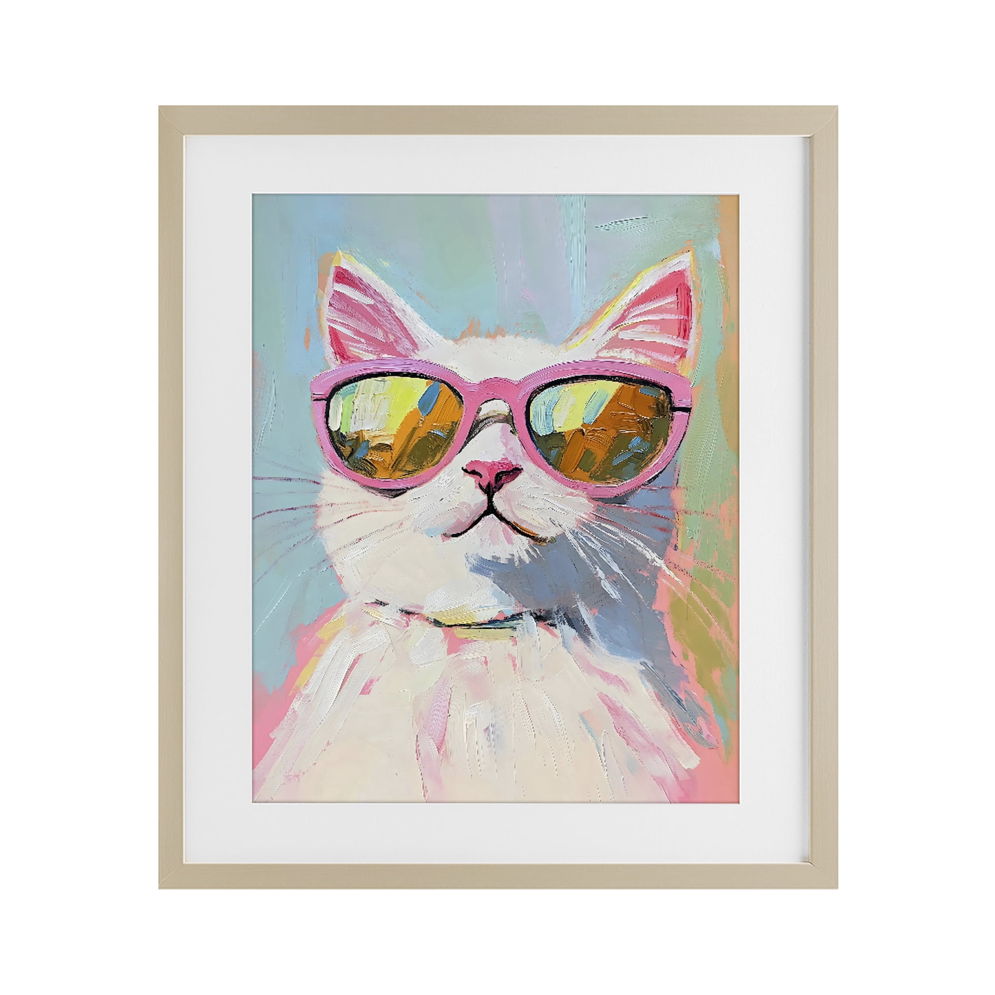 Stupell Industries Cool Cat in Sunglasses Birch Framed Print Under Glass, design by The Prints Vibe