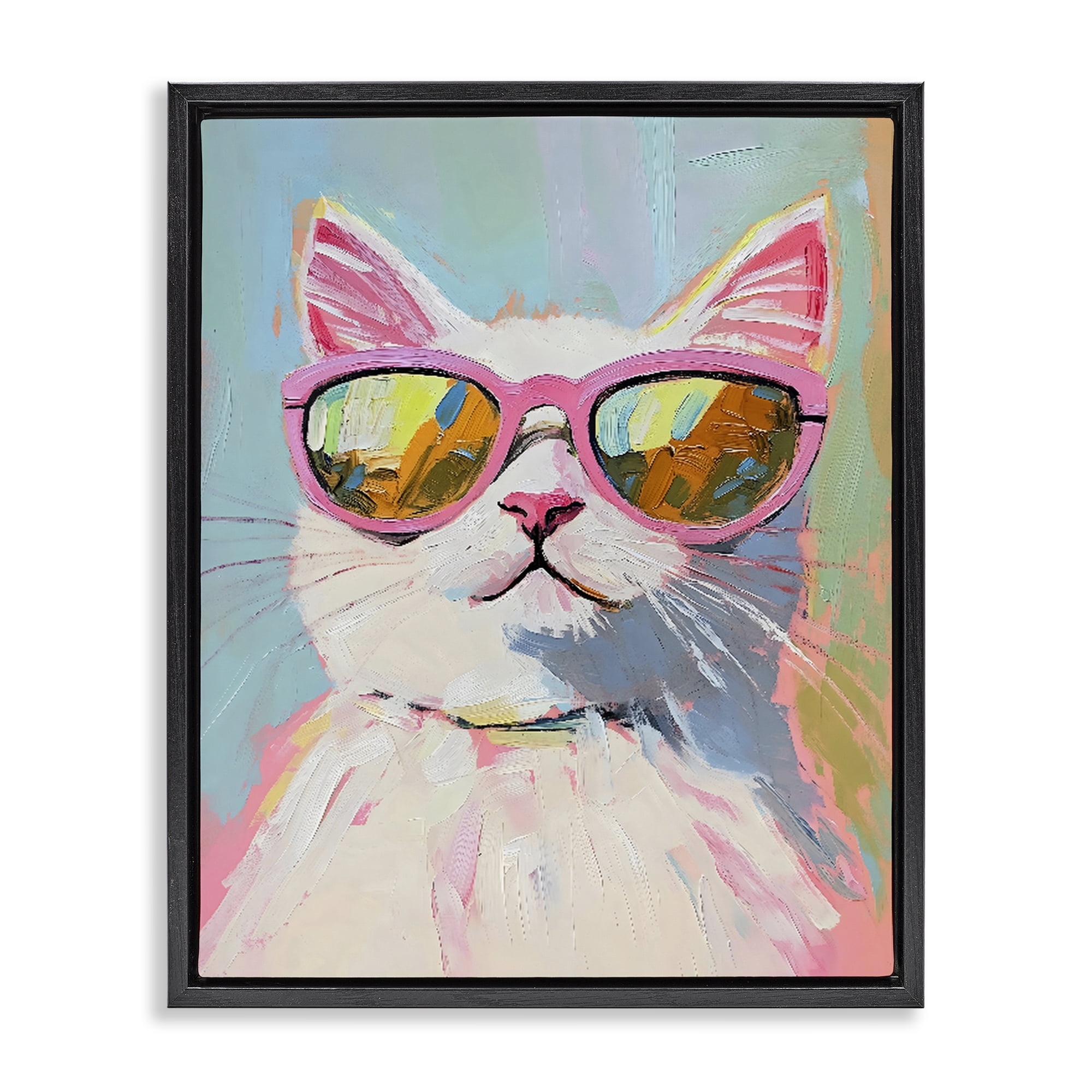 Stupell Industries Cool Cat in Sunglasses Black Framed Floater Canvas Wall Art, design by The Prints Vibe