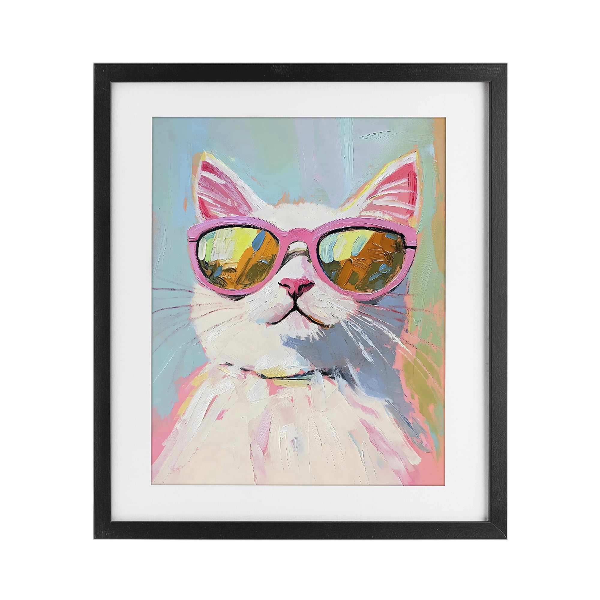 Stupell Industries Cool Cat in Sunglasses Black Framed Print Under Glass, design by The Prints Vibe