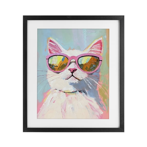 Stupell Industries Eclectic Cool Cat in Sunglasses Black Framed Print Under Glass, 17 x 21, by The Prints Vibe