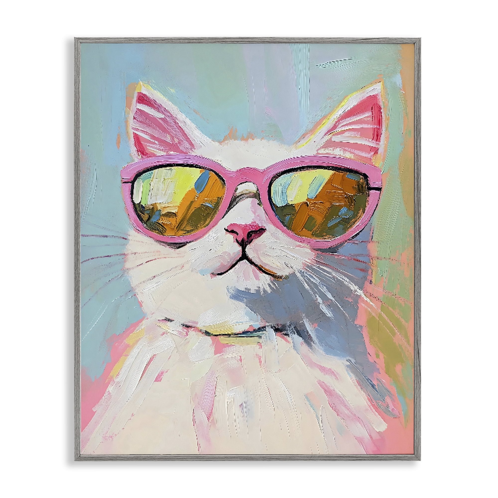 Stupell Industries Cool Cat in Sunglasses Gray Framed Giclee Art, design by The Prints Vibe
