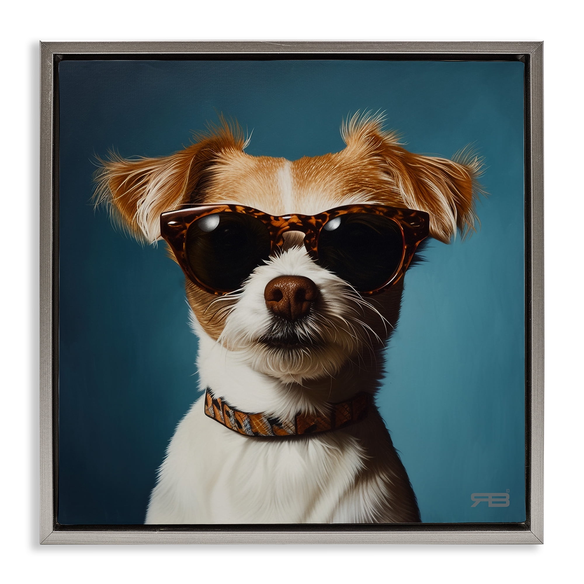 Stupell Industries Cool Dog on Blue Animals & Insects Painting Gray ...