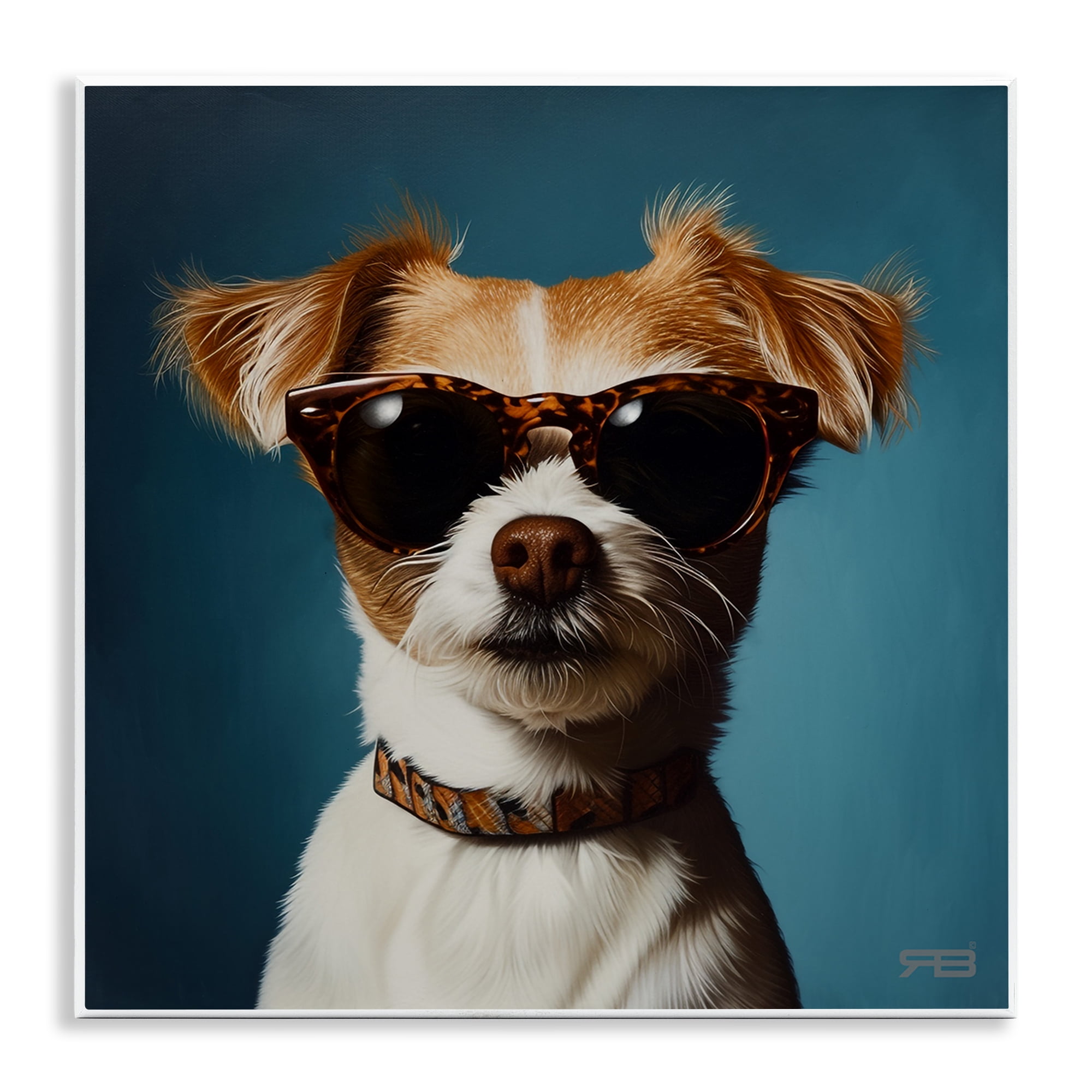 Cool Dog on Blue MDF Wood Wall Art Plaque, 12 x 12