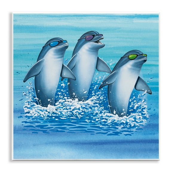 Stupell Industries Cool Dolphins Trio Animals Painting Unframed Art Print Wall Art, 12 x 12