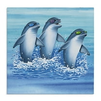 Stupell Industries Cool Dolphins Trio Animals Painting Wrapped Canvas Art Print Wall Art, 17 x 17