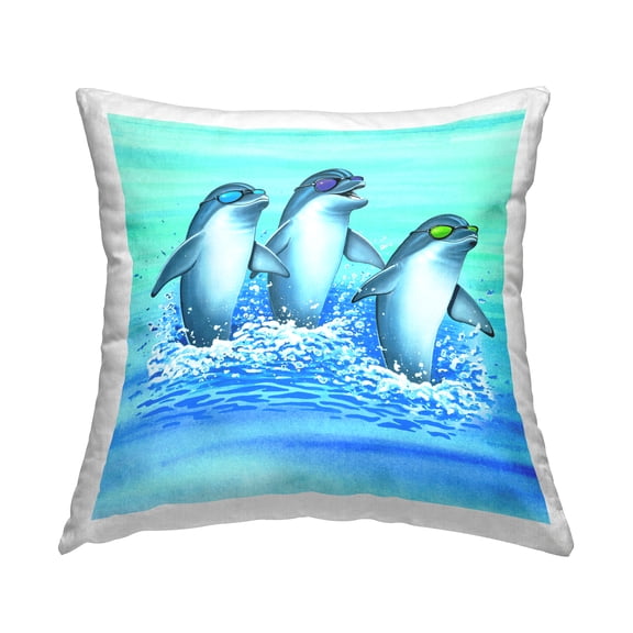 Stupell Industries Cool Dolphins Trio Decorative Printed Throw Pillow Design by Art Brands Holdings, LLC..