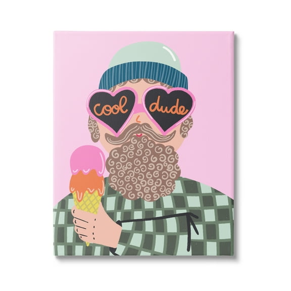 Stupell Industries Cool Dude Whimsical Man Checkered Pattern Ice Cream Graphic Art Gallery Wrapped Canvas Print Wall Art, Design by Dominika Godette
