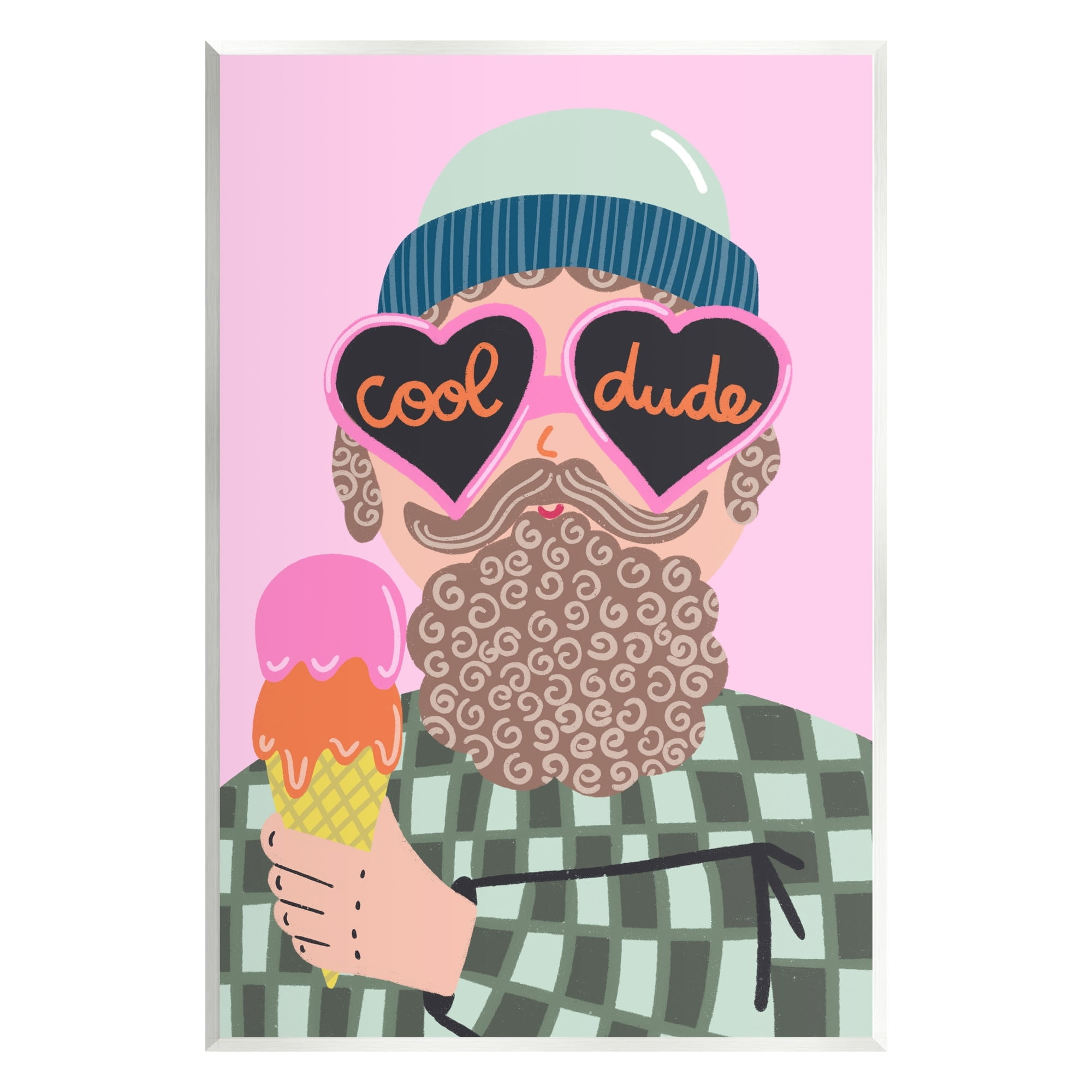 Stupell Industries Cool Dude Whimsical Man Checkered Pattern Ice Cream Graphic Art Unframed Art Print Wall Art, Design by Dominika Godette