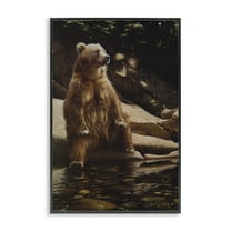 Stupell Industries Cool Foot Brown Bear Black Framed Giclee Art design by Collin Bogle, 18 x 12