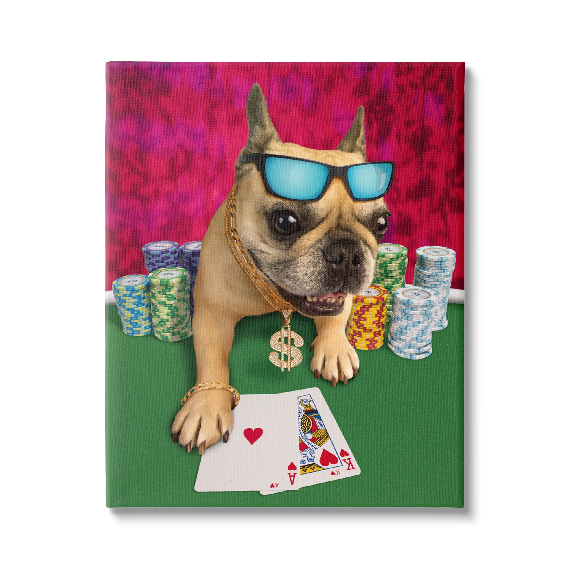 Stupell Industries Cool French Bulldog Gambling Casino Poker Chips Graphic Art Gallery Wrapped Canvas Print Wall Art, Design by Michael Quackenbush