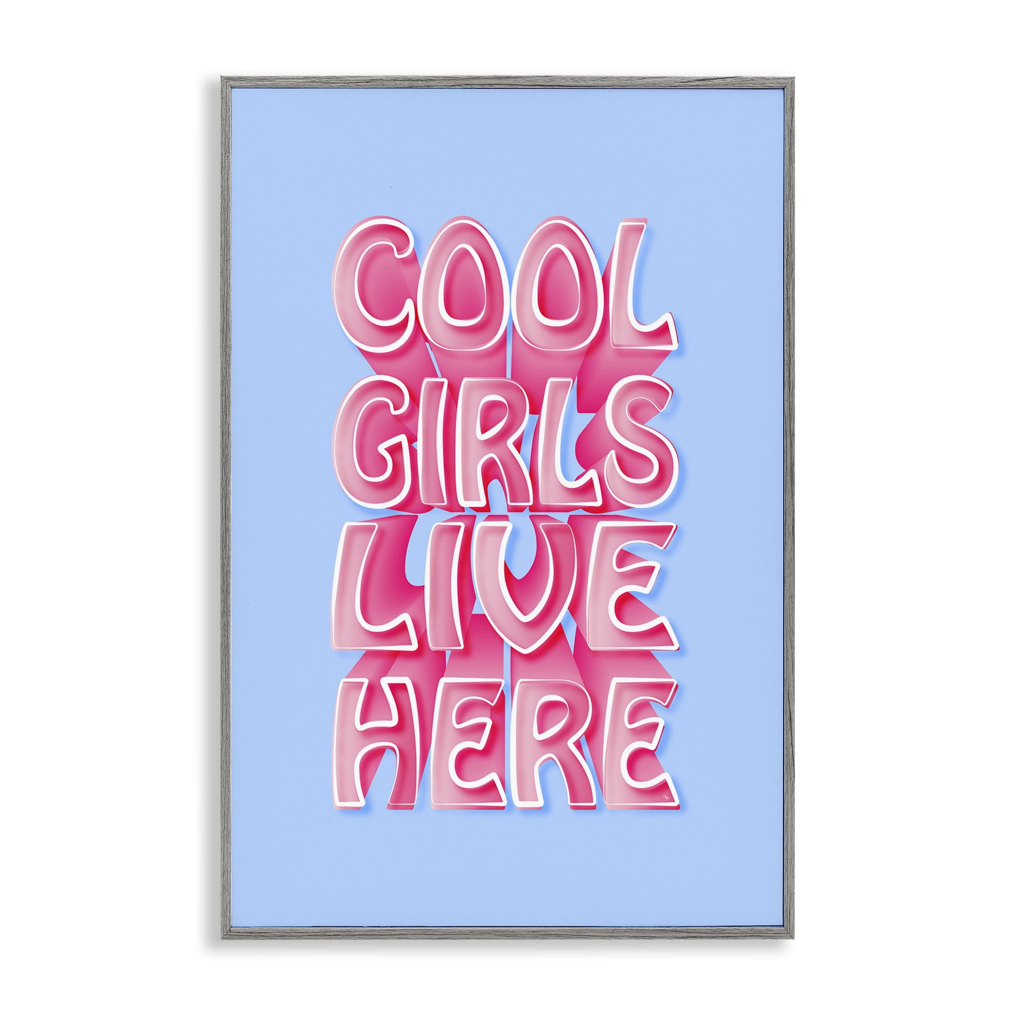 Stupell Industries Cool Girls Live Here Text & Numbers Painting Gray Framed Art Print Wall Art, 20 x 30