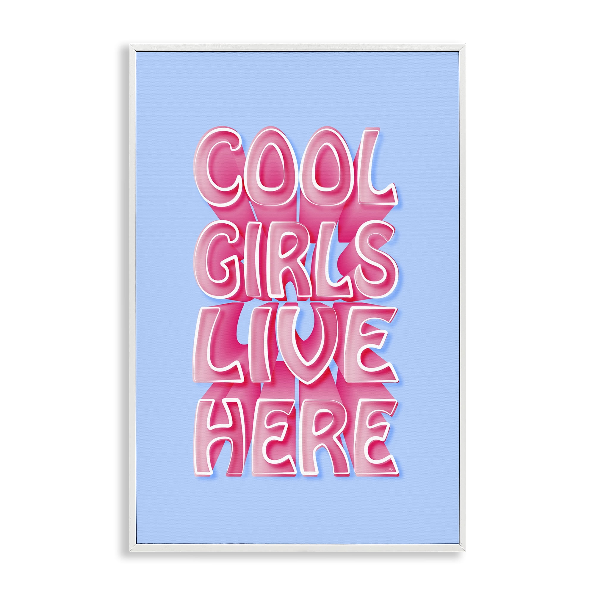Stupell Industries Cool Girls Live Here Text & Numbers Painting White Framed Art Print Wall Art, 20 x 30