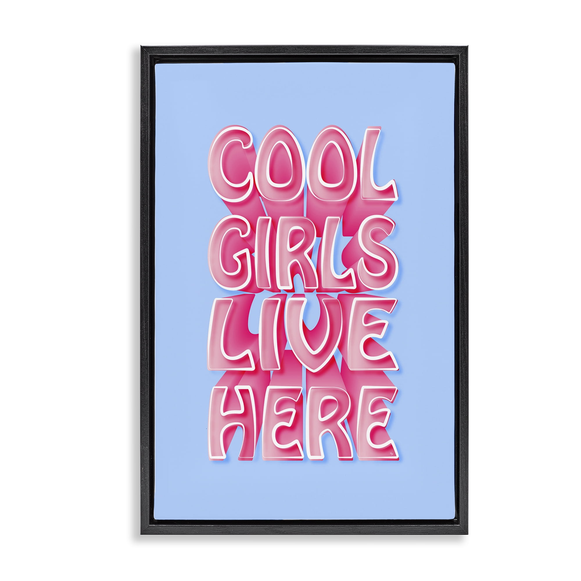 Stupell Industries Cool Girls Live Here Typography Painting Black Floater Framed Art Print Wall Art, 21 x 31