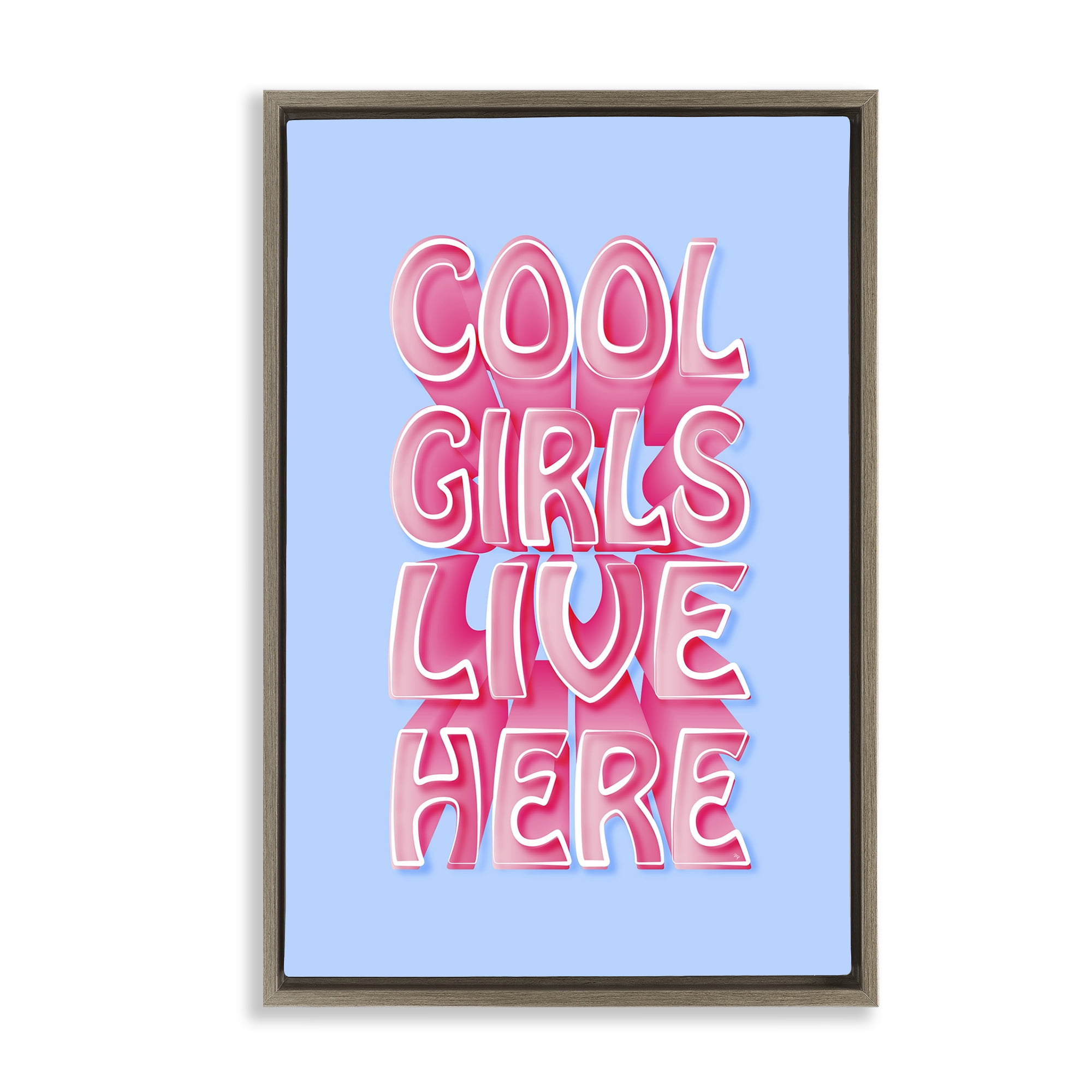 Stupell Industries Cool Girls Live Here Typography Painting Brown Floater Framed Art Print Wall Art, 17 x 25