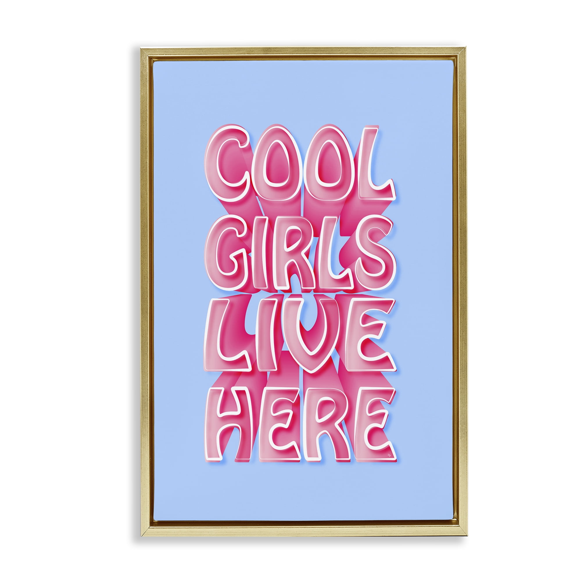 Stupell Industries Cool Girls Live Here Typography Painting Gold Floater Framed Art Print Wall Art, 21 x 31