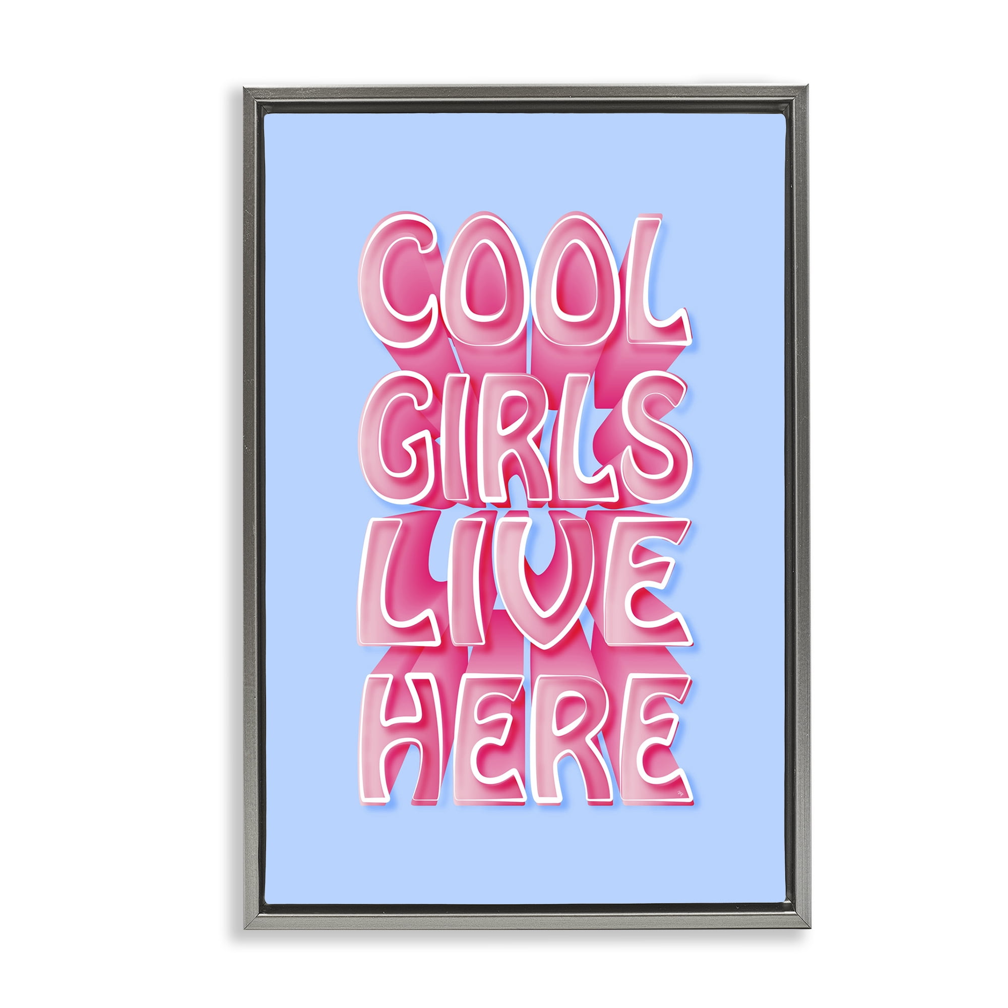 Stupell Industries Cool Girls Live Here Typography Painting Gray Floater Framed Art Print Wall Art, 21 x 31