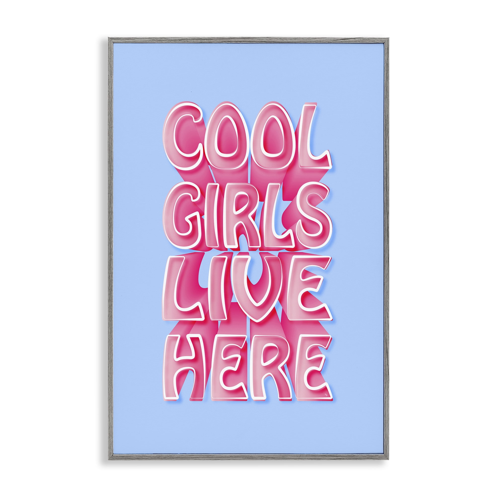 Stupell Industries Cool Girls Live Here Typography Painting Gray Framed Art Print Wall Art, 16 x 24