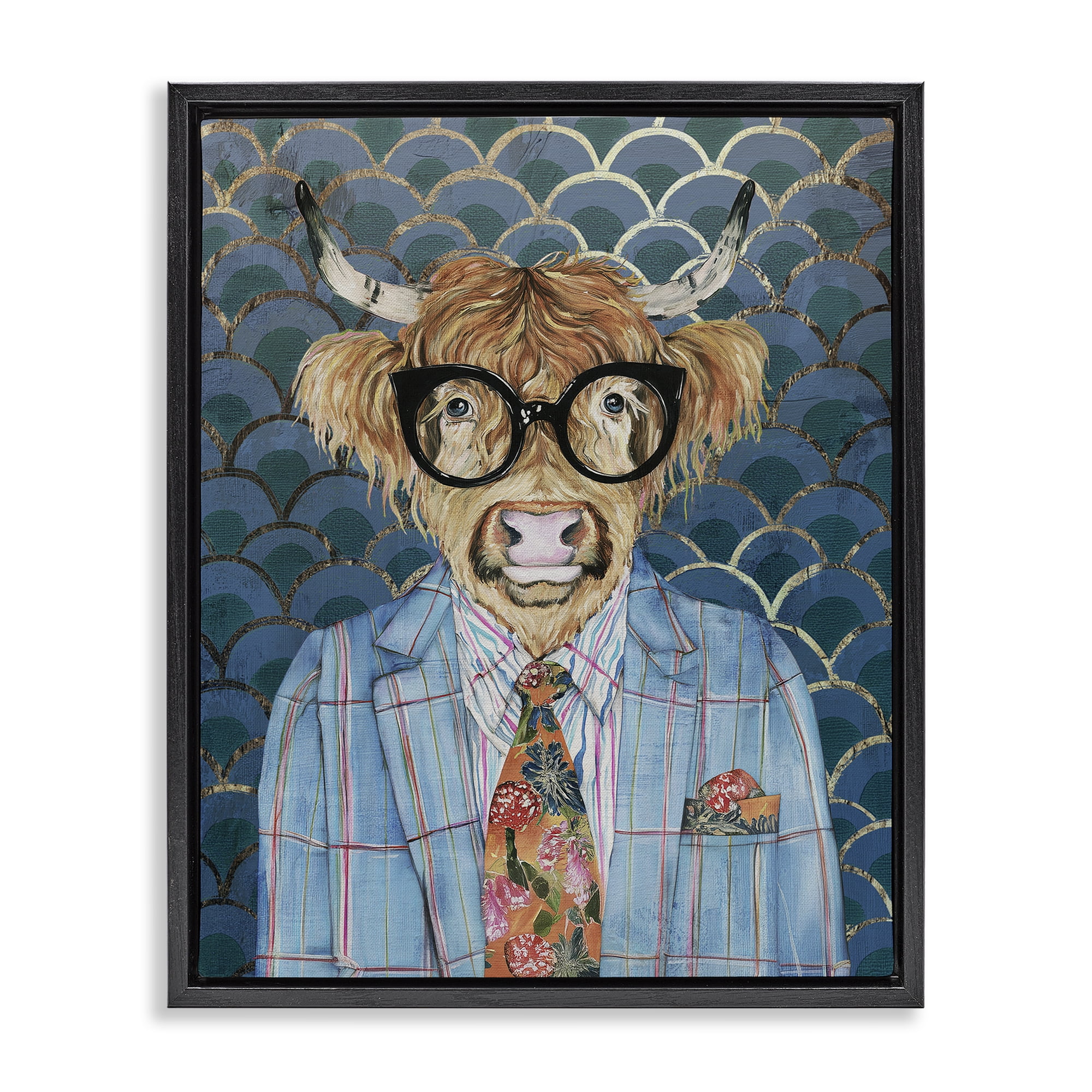 Stupell Industries Cool Highlander Portrait Black Framed Floater Canvas Wall Art, design by Svetlana Aleynikova
