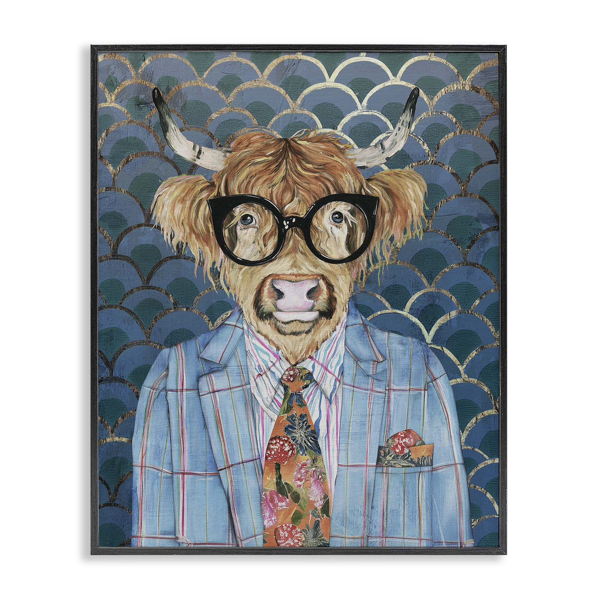 Stupell Industries Cool Highlander Portrait Black Framed Giclee Art, design by Svetlana Aleynikova