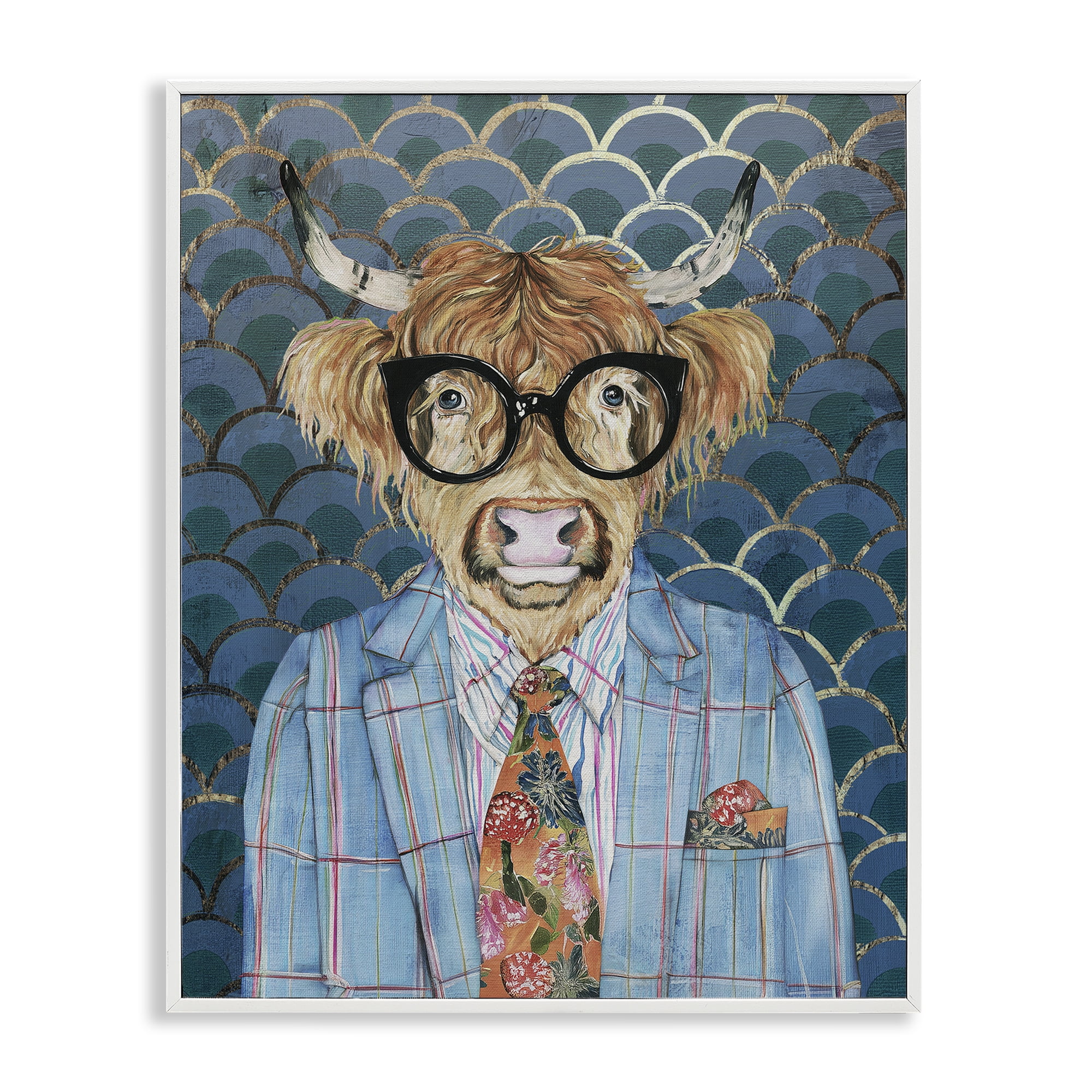 Stupell Industries Cool Highlander Portrait White Framed Giclee Art, design by Svetlana Aleynikova