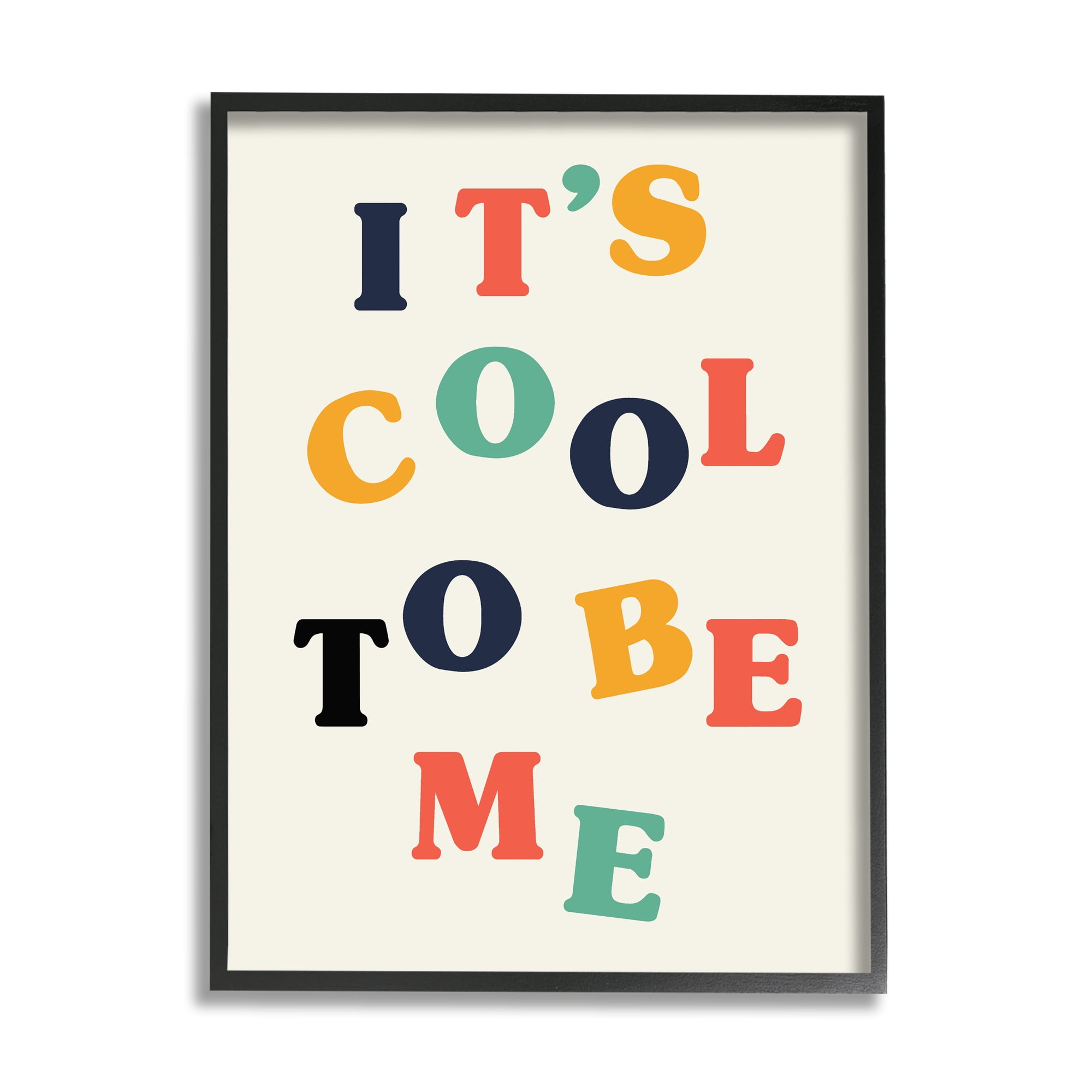 Stupell Industries Cool to Be Me Inspirational Phrase Bold Typography Kids Painting Black Framed Art Print Wall Art, 16 x 20, Design by Daphne Polselli