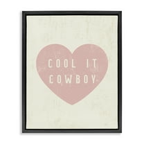 Stupell Industries Cool It Cowboy Heart Text & Numbers Painting Black Floater Framed Canvas Art Print Wall Art, 17 x 21