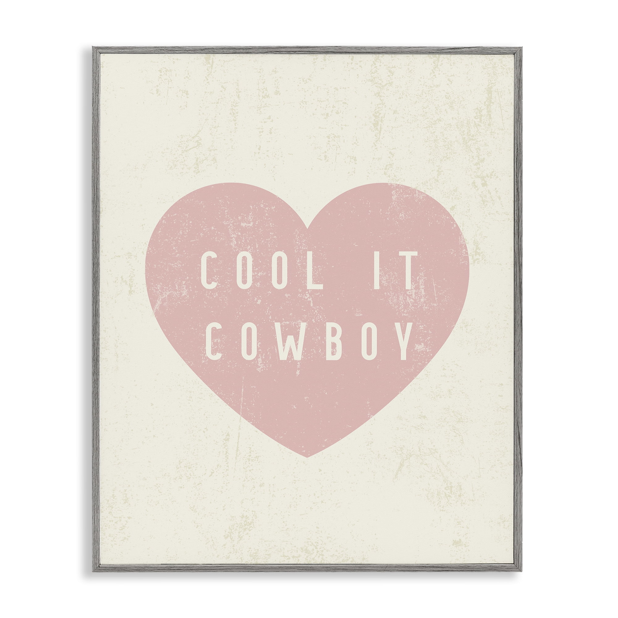 Stupell Industries Cool It Cowboy Heart Text & Numbers Painting Gray Framed Art Print Wall Art, 24 x 30