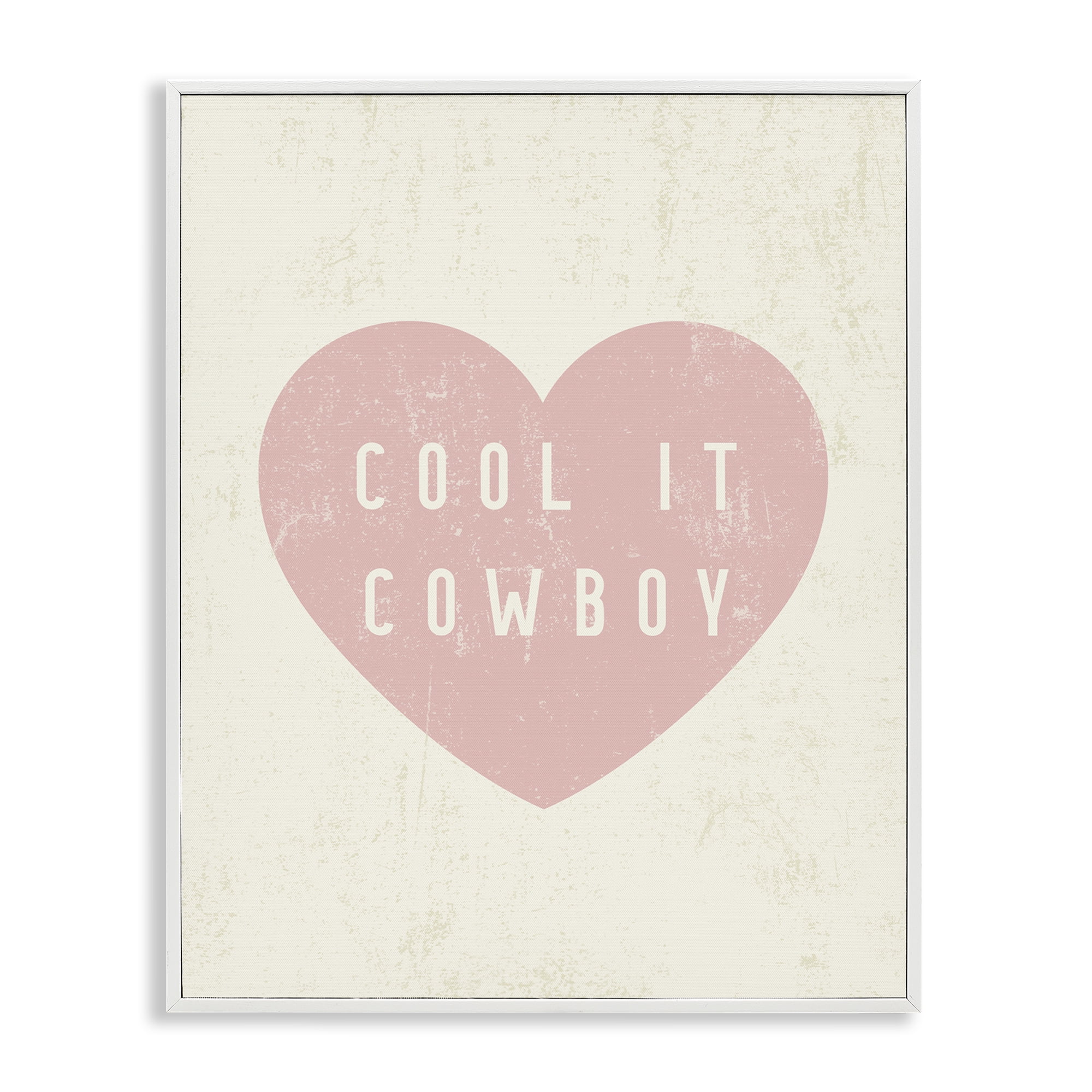 Stupell Industries Cool It Cowboy Heart Text & Numbers Painting White Framed Art Print Wall Art, 16 x 20
