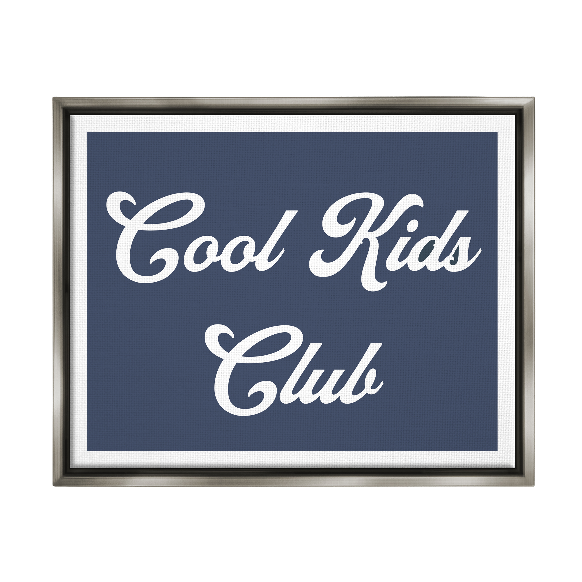 Stupell Industries Cool Kids Club Blue Phrase Inspirational Painting Gray Floater Framed Art Print Wall Art