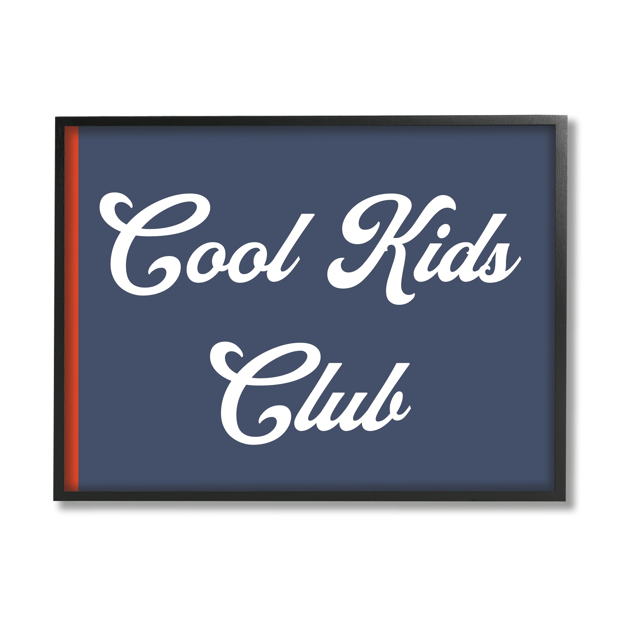Stupell Industries Cool Kids Club Children's Sign Bold Red Blue Graphic Art Black Framed Art Print Wall Art, 20x16, by Daphne Polselli