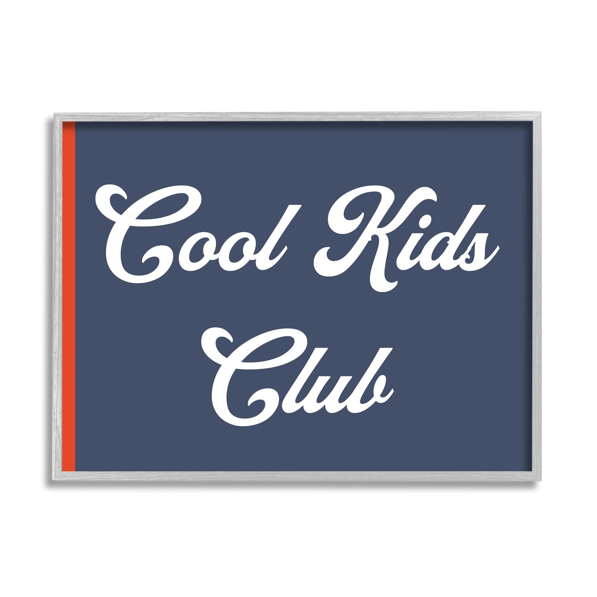 Stupell Industries Cool Kids Club Children's Sign Bold Red Blue Graphic Art Gray Framed Art Print Wall Art, 14x11, by Daphne Polselli
