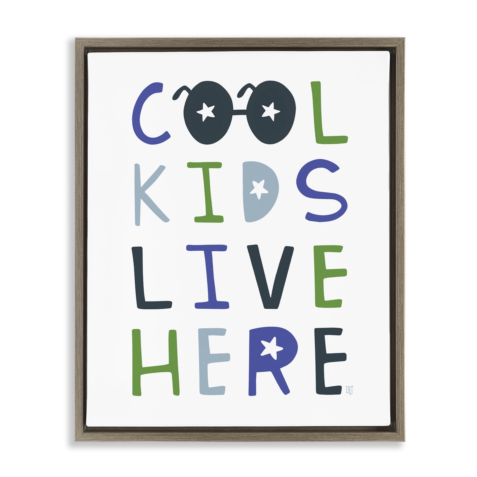 Stupell Industries Cool Kids Live Here Brown Framed Floater Canvas Wall Art, design by Elizabeth Tyndall