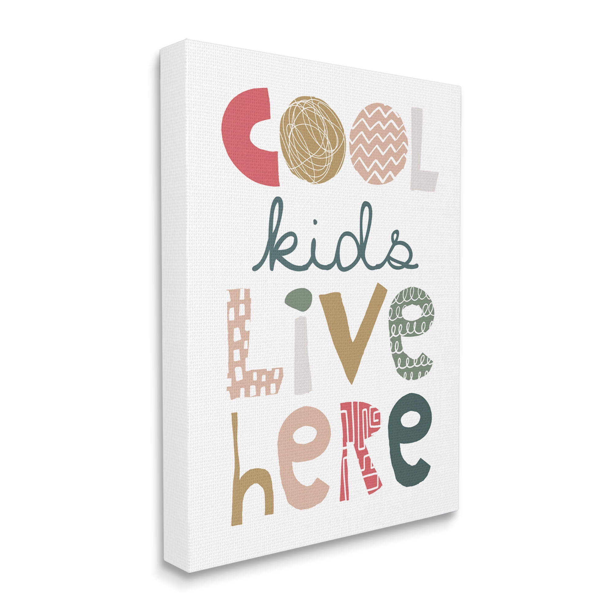 Stupell Industries Cool Kids Live Here Phrase Abstract Pattern Typography Inspirational Painting Gallery Wrapped Canvas Print Wall Art, 30 x 40