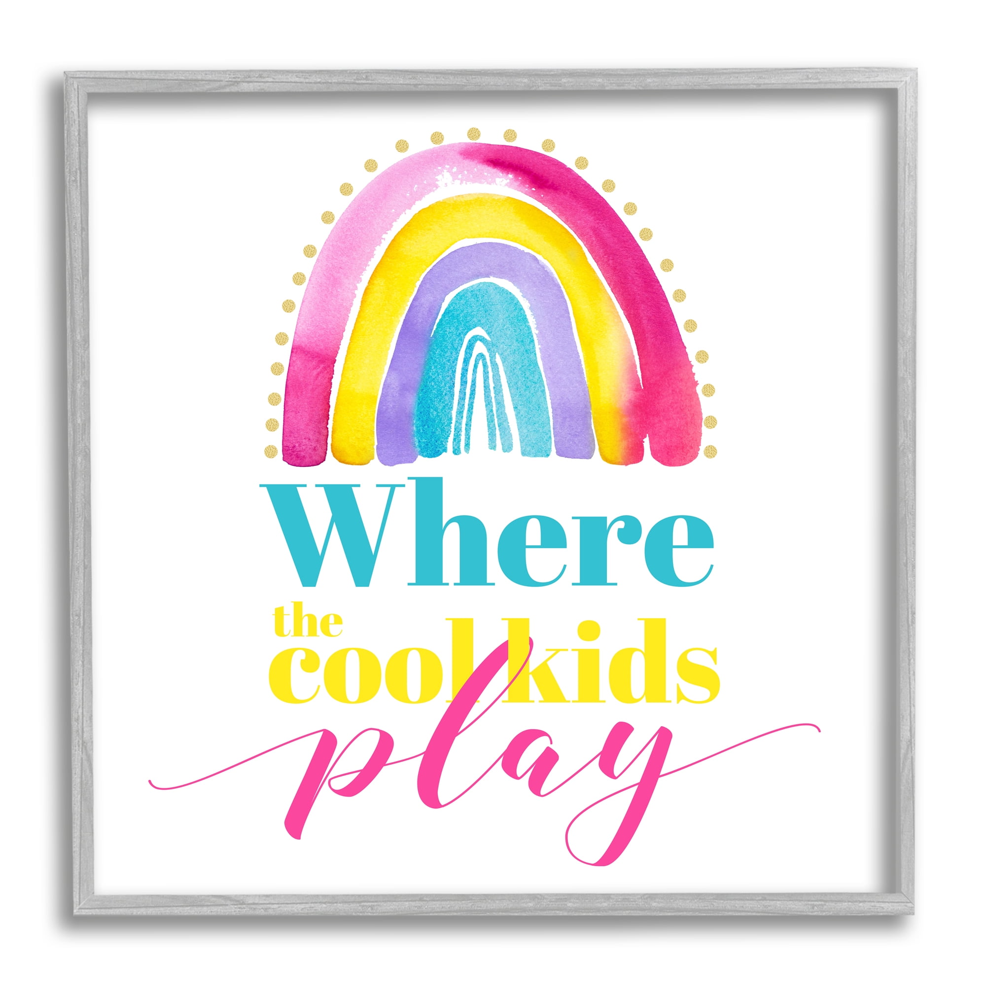 Stupell Industries Cool Kids Play Phrase Inspirational Painting Gray Framed Art Print Wall Art, 12 x 12