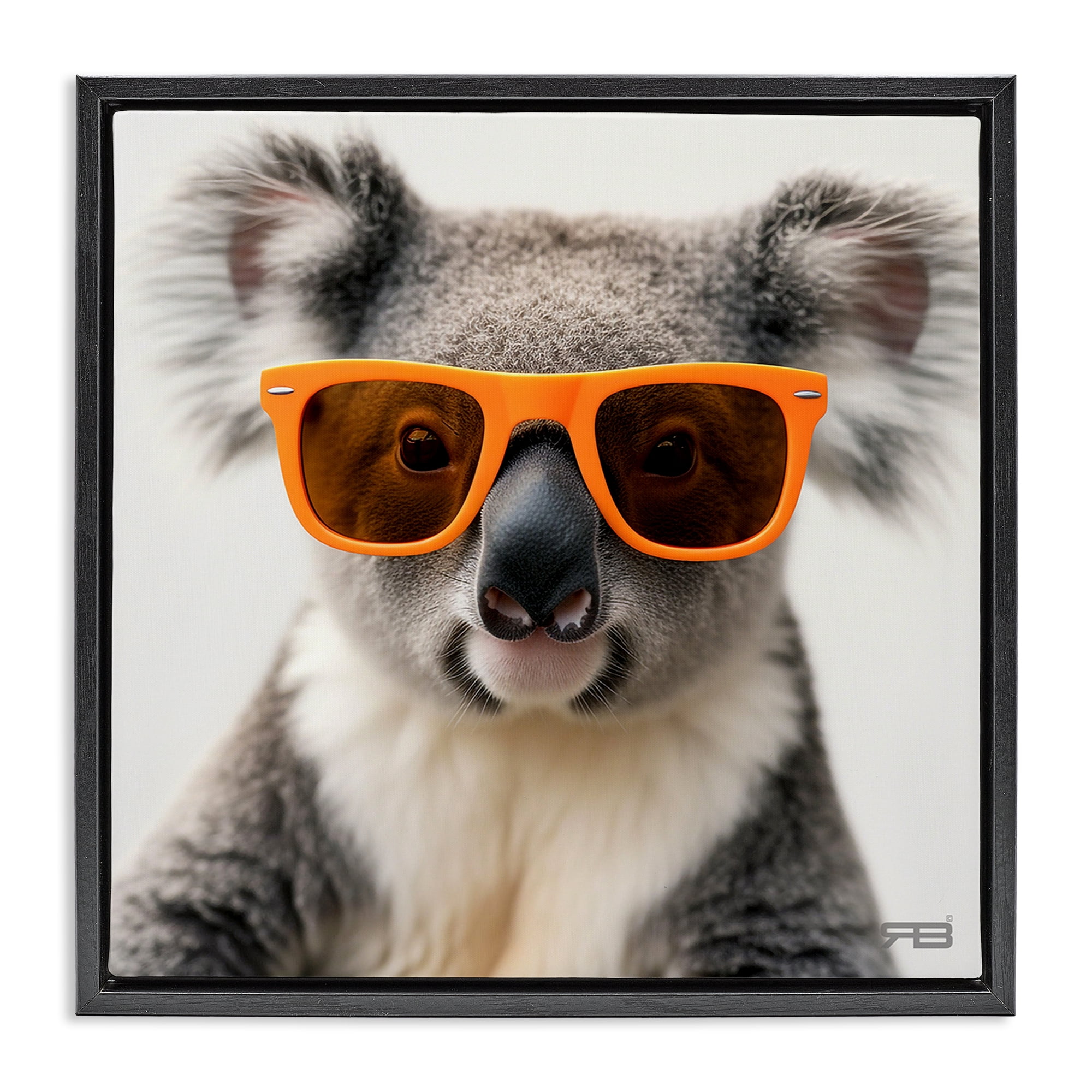 Stupell Industries Cool Koala & Glasses Animals Painting Black Floater Framed Canvas Art Print Wall Art, 25 x 25