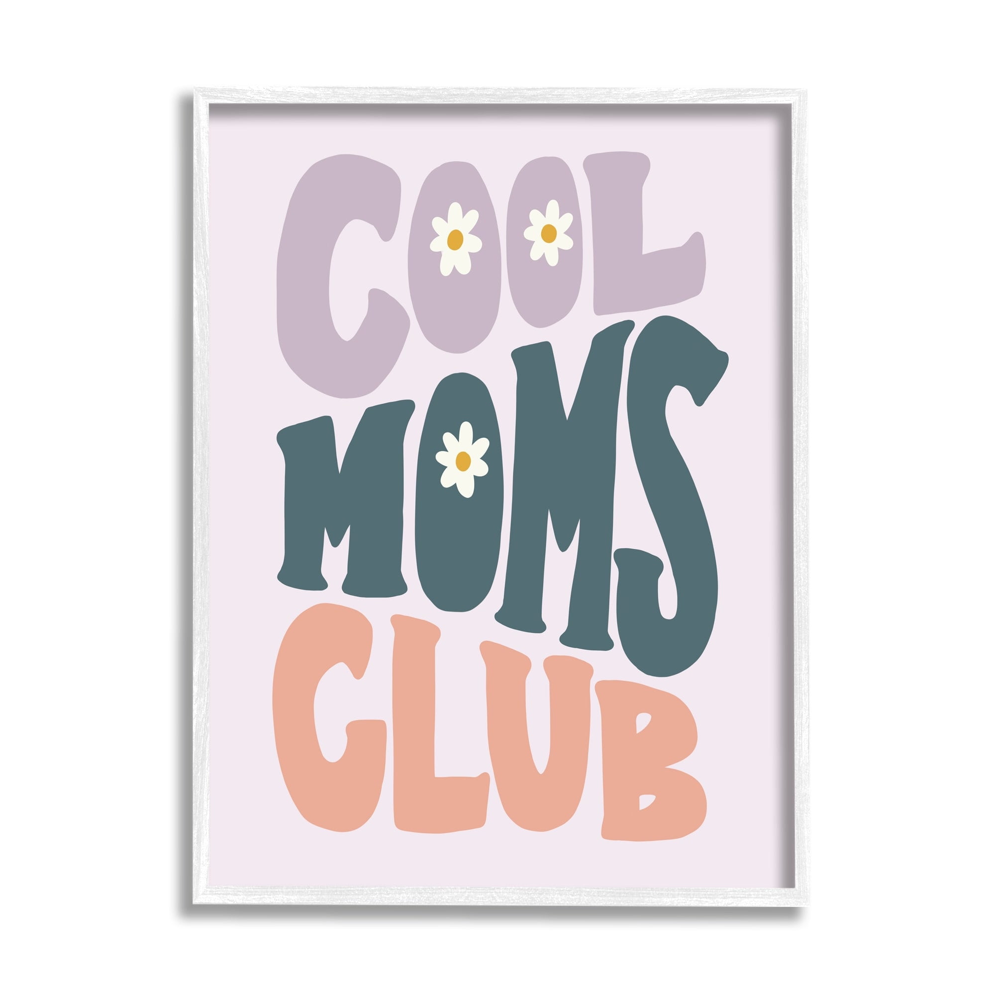 Stupell Industries Cool Moms Club Floral Phrase Holiday Painting White Framed Art Print Wall Art