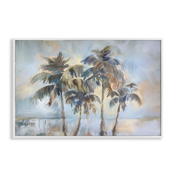 Stupell Industries Cool Palm Trees Sunrise Landscape & Nature Painting White Framed Art Print Wall Art, 18 x 12
