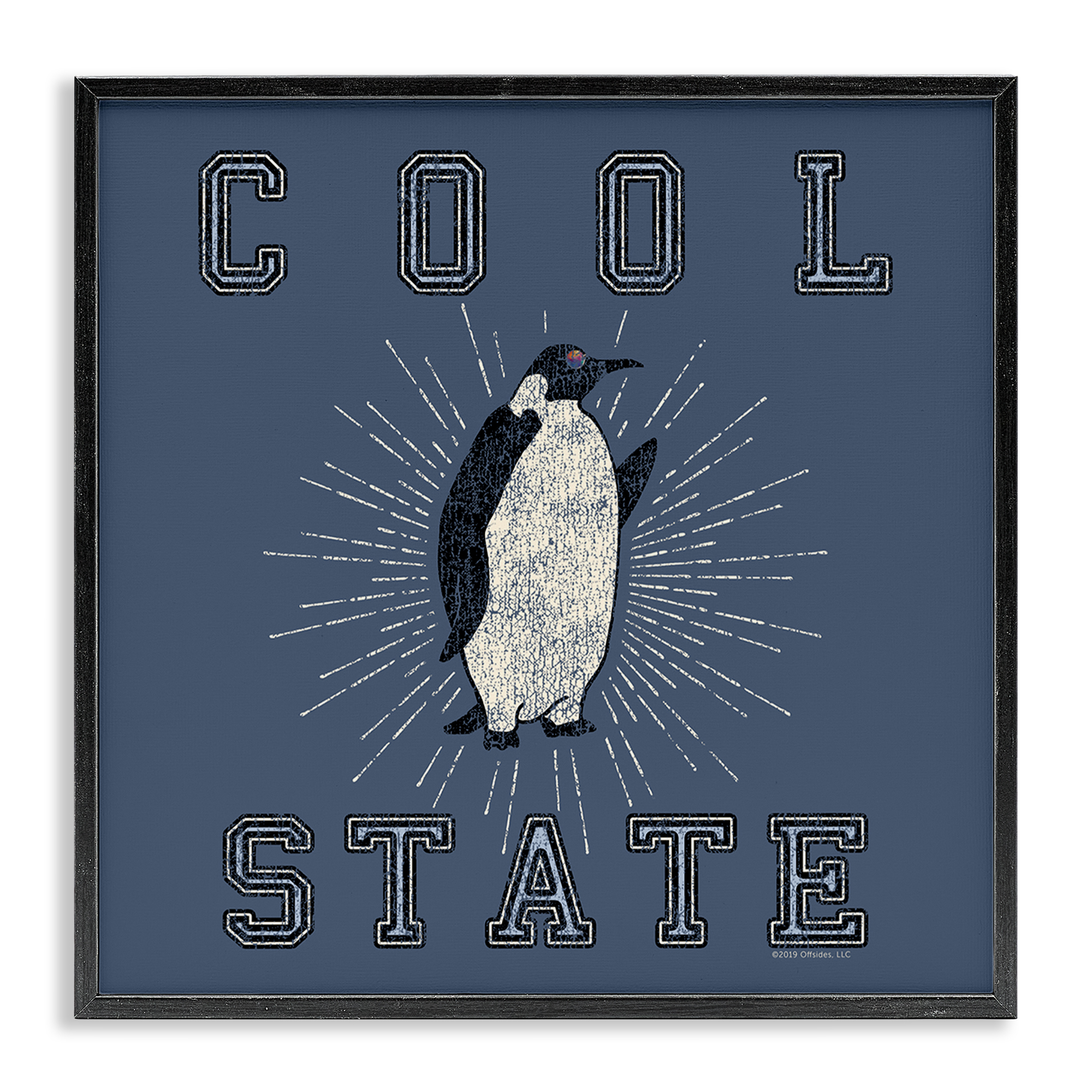 Stupell Industries Cool Penguin State Varsity Animals Painting Black Framed Art Print Wall Art, 24 x 24