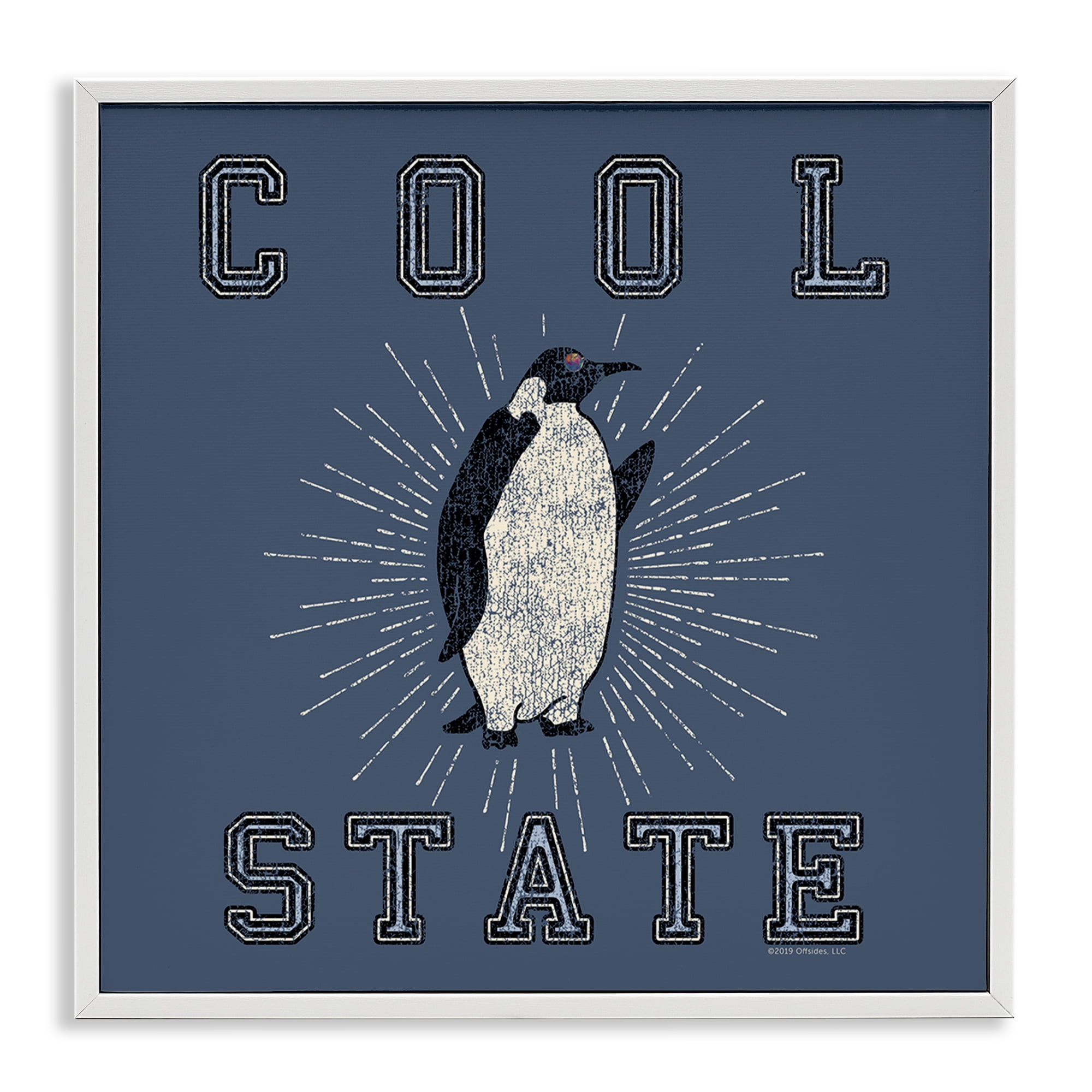 Stupell Industries Cool Penguin State Varsity Animals Painting White Framed Art Print Wall Art, 17 x 17