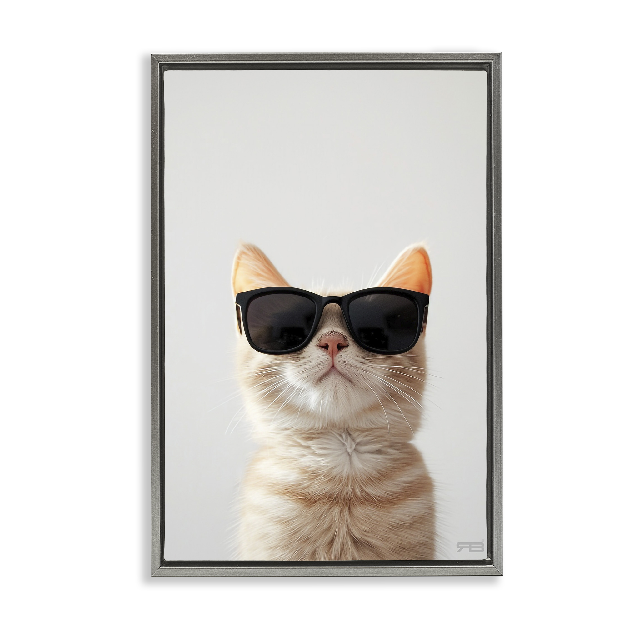 Stupell Industries Cool Sunglasses Cat Animals & Insects Painting Gray Floater Framed Canvas Art Print Wall Art, 17 x 25