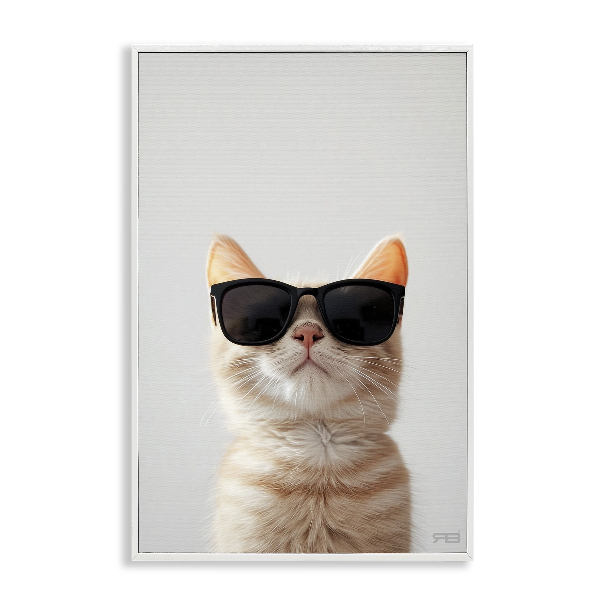 Stupell Industries Cool Sunglasses Cat Animals & Insects Painting White Framed Art Print Wall Art, 12 x 18