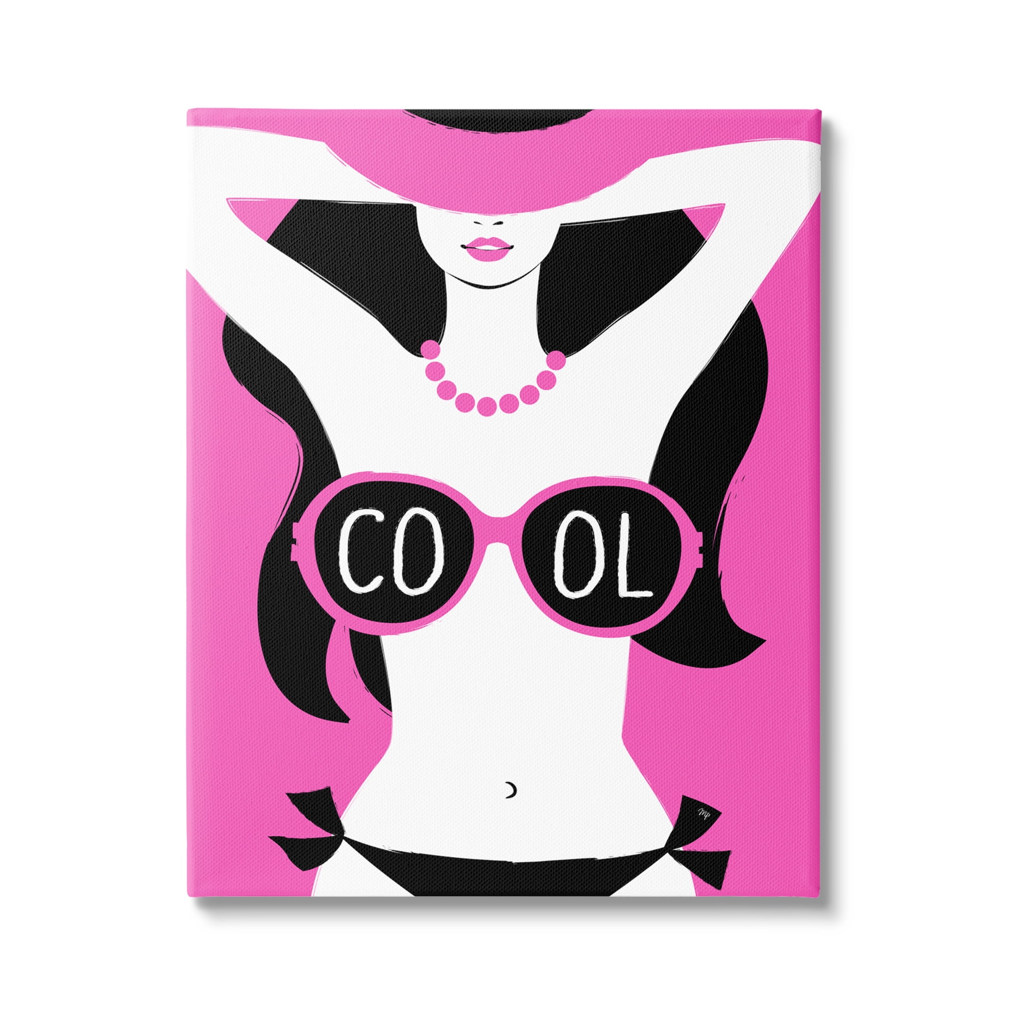 Stupell Industries Cool Sunglasses Woman Phrase Abstract Painting Gallery Wrapped Canvas Art Print Wall Art, 30 x 40