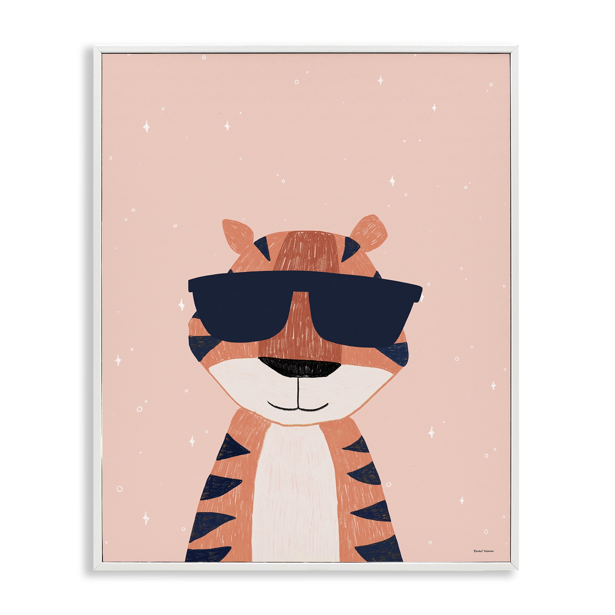 Stupell Industries Cool Tiger in Sunglasses White Framed Giclee Art, design by Rachel Nieman