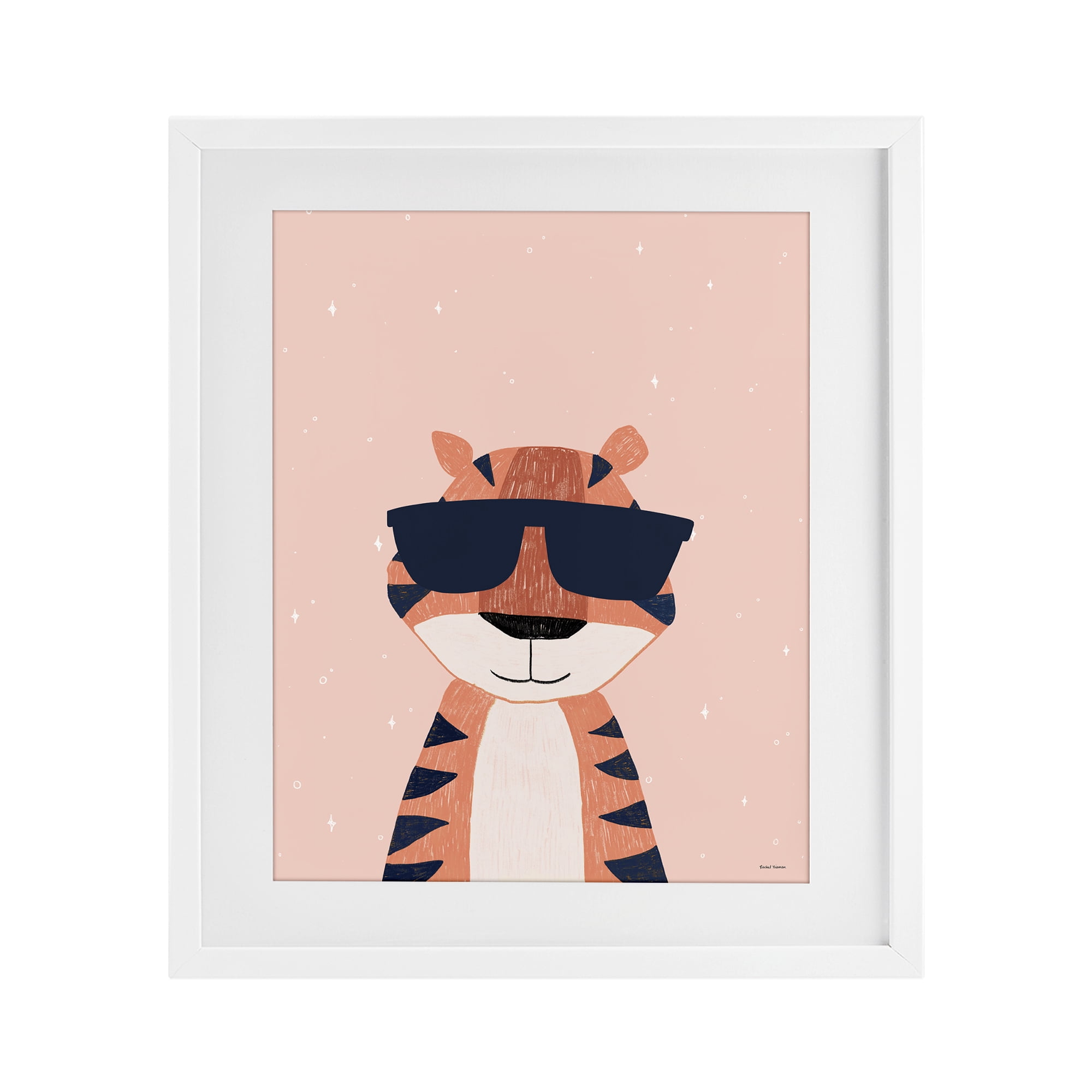 Stupell Industries Cool Tiger in Sunglasses White Framed Print Under Glass, design by Rachel Nieman