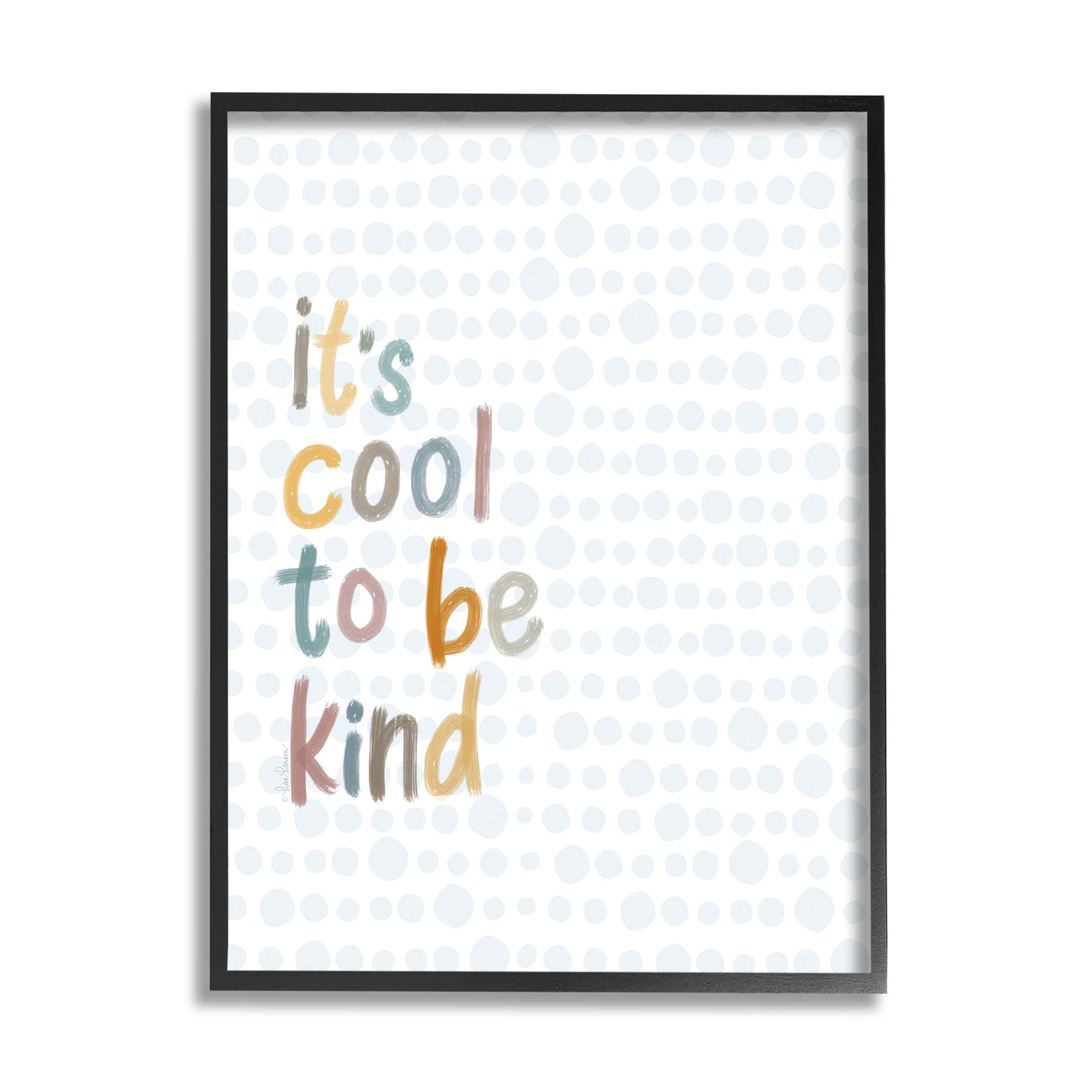 Stupell Industries Cool To Be Kind Polka Dot Pattern Graphic Art Black Framed Art Print Wall Art, Design by Lisa Larson Licensing