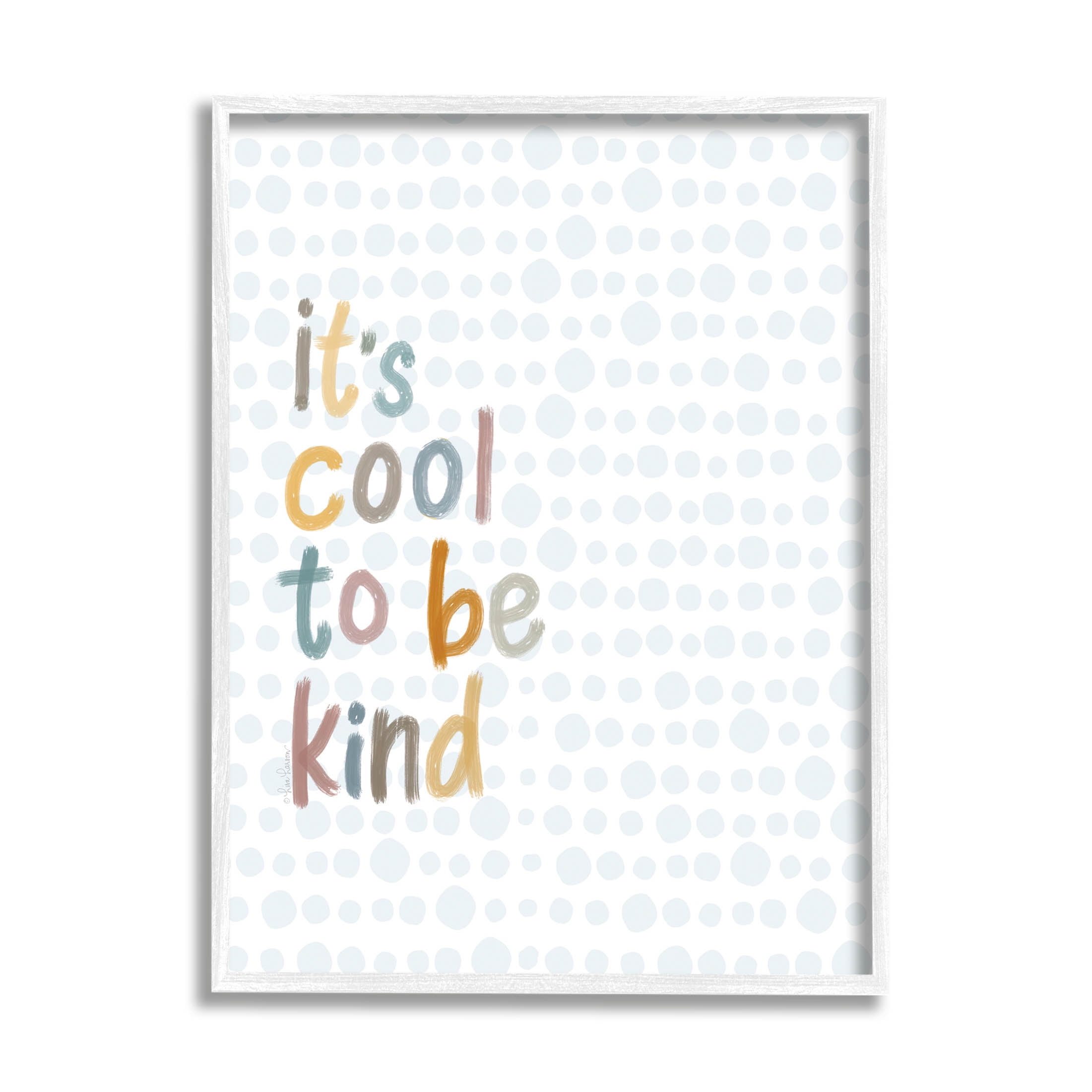Stupell Industries Cool To Be Kind Polka Dot Pattern Graphic Art White Framed Art Print Wall Art, Design by Lisa Larson Licensing