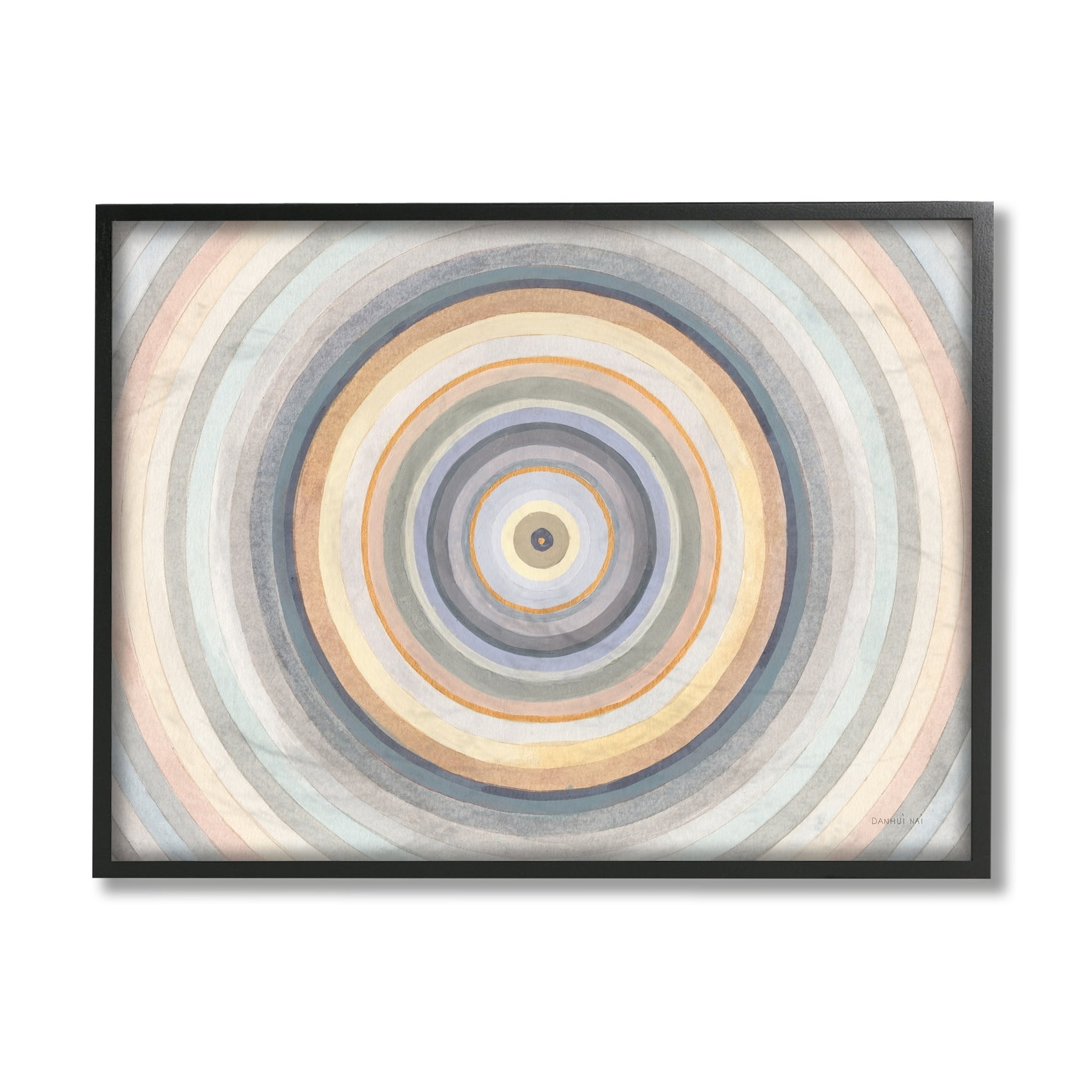 Stupell Industries Cool Tone Circular Rings Abstract Layered Shapes Black Framed, 16 x 20, Design by Danhui Nai