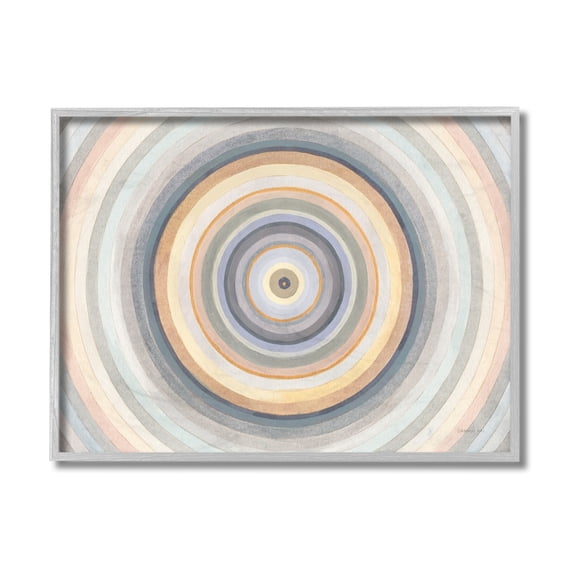 Stupell Industries Cool Tone Circular Rings Abstract Layered Shapes Grey Framed, 11 x 14, Design by Danhui Nai