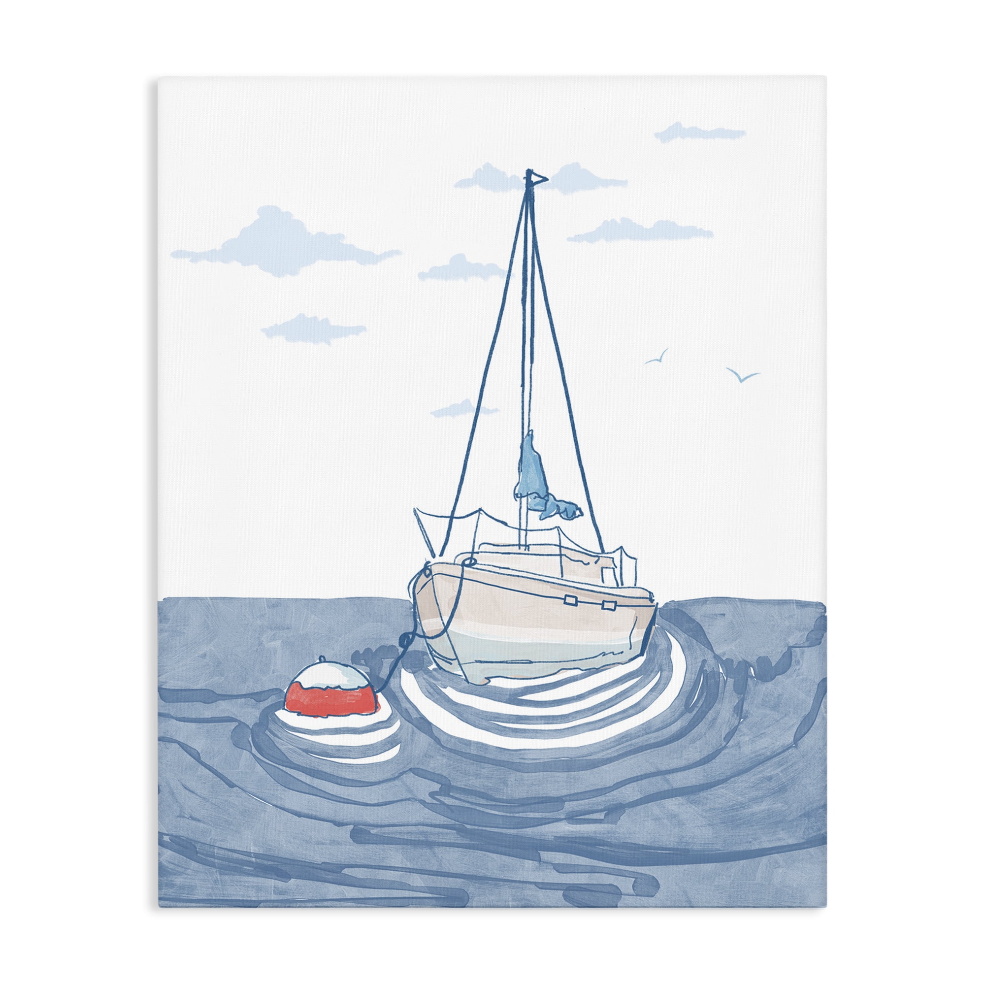 Stupell Industries Cool Tone Sailboat Floating Canvas Wall Art, design by Melissa Tilley