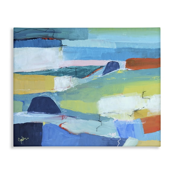 Stupell Industries Cool Toned Colorfield Abstract Abstract Painting Wrapped Canvas Canvas Art Print Wall Art, 20 x 16